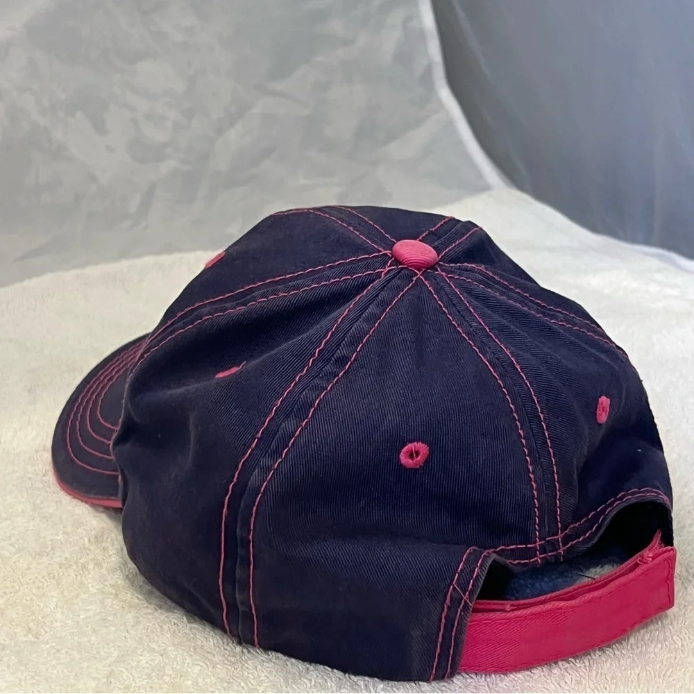 Mackinac Island Navy and Pink Women's Adjustable Cotton Ball Cap